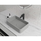 Rectangle Concrete Vessel Bathroom Sink Handmade Concreto Stone Basin Counter Freestanding Bathroom Vessel Sink in Grey without Faucet and Drain W143264980