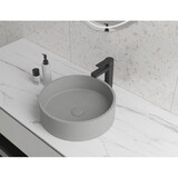 Round Concrete Vessel Bathroom Sink Handmade Concreto Stone Basin Counter Freestanding Bathroom Vessel Sink in Grey without Faucet and Drain W143264982