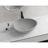 Egg shape Concrete Vessel Bathroom Sink Handmade Concreto Stone Basin Counter Freestanding Bathroom Vessel Sink in Grey without Faucet and Drain W143264985