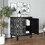 Accent Cabinet Modern Half-moon 2 Door Wooden Cabinet Storage Cabinet Solid Wood Veneer with Featuring Two-tier Storage, for Living Room, Hallway, Entryway and Dining Room, Painted in Black