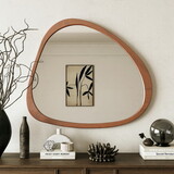 Solid Wood Mirror 45 inch asymmetrical Wall Mirror Wooden Framed Mirror Large Sized Dressing Mirror, for Living Room, Bedroom, Bathroom, Hallway or Entry Way W1435142944
