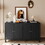 Accent Cabinet 4 Door Wooden Cabinet Sideboard Buffet Server Cabinet Storage Cabinet, for Living Room, Entryway, Hallway, Office, Kitchen and Dining Room, Matte Black W1435P153081