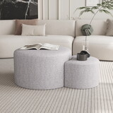Upholstered Nesting Coffee Tables (Set of 2), Side Table, Footrest, Ottoman & Seat for Living Room Bedroom Entryway Office, Beige Yarn Dyed Fabric W1435P163393