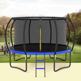 14FT Outdoor Big Trampoline with Inner Safety Enclosure Net, Ladder, PVC Spring Cover Padding, for Kids, Black&Blue Color W143768222