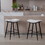 Bar Stools Set of 2 Armless Counter Low Bar Stools without Back Linen fabric Breakfast Stools with Metal Leg and Footrest,Beige Gray+Pale Blue W1439125940