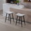 Bar Stools Set of 2 Armless Counter Low Bar Stools without Back Linen fabric Breakfast Stools with Metal Leg and Footrest,Beige Gray+Pale Blue W1439125940