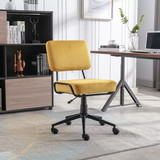 Corduroy Desk Chair Task Chair Home Office Chair Adjustable Height, Swivel Rolling Chair with Wheels for Adults Teens Bedroom Study Room, Yellow