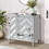 Storage Cabinet with Mirror Trim and M Shape Design, Silver,for Living Room, Dining Room, Entryway, Kitchen W1445103594