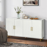 Wood TV Stand with Storage Cabinet & Adjustable Shelves, Media TV Console for Living Room Bedroom(WHITE) W1445132033