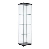 One Door Glass Cabinet Glass Display Cabinet with 4 Shelves, Black W151064124