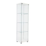 One Door Glass Cabinet Glass Display Cabinet with 4 Shelves, White W151064125