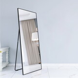 Wall-Mounted Alloy Frame Full Length Mirror, Black W151064128