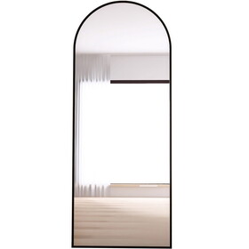 65" Arched Full Length Mirror Floor Dressing Mirror - Black W151084137