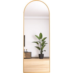 65" Arched Full Length Mirror Floor Dressing Mirror - Golden W151084138