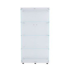 Two Door Glass Cabinet Glass Display Cabinet with 4 Shelves, White W1510S00003