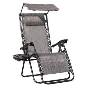 Lounge Chair Adjustable Recliner w/Pillow Outdoor Camp Chair for Poolside Backyard Beach, Support 300lbs W1511114976