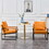 PU Leather Accent Arm Chair Mid Century Upholstered Armchair with Metal Frame Extra-Thick Padded Backrest and Seat Cushion Sofa Chairs ( orange PU Leather + Metal Frame + Foam)SF-008 W1512135167