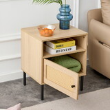 simple storage cabinet MDF Board bedside cabinet Japanese rattan bedside cabinet Small household furniture bedside table.Applicable to dressing table in bedroom, porch, living room.2 Drawers