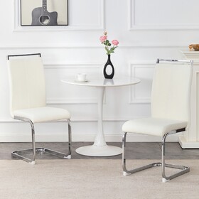Luxury - style Dining Chairs. Comfort & Stability in One.The combination of white grainy fabric-like fabric and silver metal legs is stylish and versatile,matching various home decor.