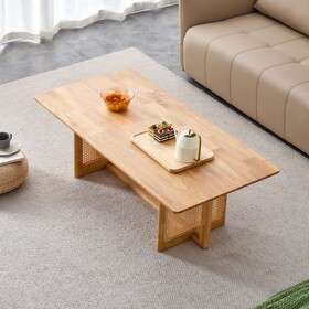 Chinese style log wind Imitation rattan tea table rectangular solid wood coffee table small family living room tea table.W115191494