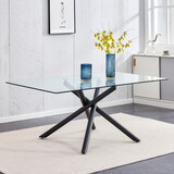 Large Minimalist Rectangular Glass Dining Table for 6-8 with 0.39