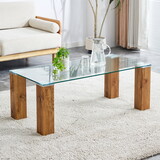 Glass-Top Coffee Table, tea table, with MDF Legs - Stylish Blend of Elegance and Durability 44.9