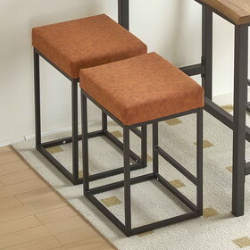 Brown PU Upholstered Counter & Bar Stool with Footrest, PU leather (Set of 2) W1516P147803