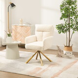 Off White Cashmere Contemporary High-Back Upholstered Swivel Accent Chair W1516P154060