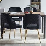 Black Velvet Dinning Chairs with Metal Legs and Hollow Back Upholstered Dining Chairs Set of 4 W1516P154989