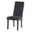 Dark Grey Linen Upholstered Dining Chair High Back, Armless Accent Chair with Wood Legs, Set of 2