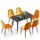 Orange Velvet Tufted Accent Chairs with Golden Color Metal Legs, Modern Dining Chairs for Living Room,Set of 4 W1516P193003