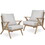 4 PCS Acacia Wood Patio Furniture Set, Outdoor Seating Sofa Set with Grey Cushions & Back Pillow, Outdoor Conversation Set with Coffee Table W1516S00007
