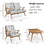 4 PCS Acacia Wood Patio Furniture Set, Outdoor Seating Sofa Set with Grey Cushions & Back Pillow, Outdoor Conversation Set with Coffee Table W1516S00007