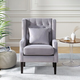 Vanbow.chair with backrest, Bedroom, Living room, Reading chair(Light Grey)