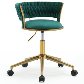 Office Chair Desk Chair Task Chair,Adjustable Swivel Chair on Wheels Rolling Stool Salon Stool Vanity Stool Modern,Green