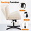 Office Chair Armless Desk Chair No Wheels, Fabric Padded Wide Seat Home Office Chairs, 115&#176; Rocking Mid Back Cute Computer Chair for Bedroom, Vanity, Makeup,Beige