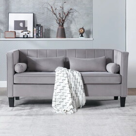 Sofa,64.96" Modern Sofa Couch 2 Seater Fabric Sofa,GREY