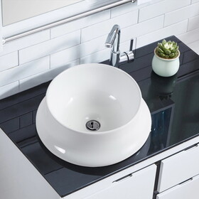 Vessel Bathroom Sink Basin in White Ceramic W1533123694