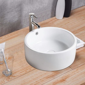 Vessel Bathroom Sink Basin in White Ceramic W153366247