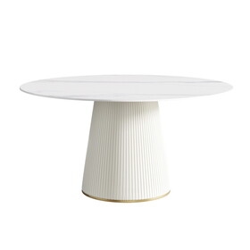 59.05"Modern white artificial stone round dining table(Only the panel) W1535P164675