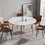 59.05"Modern man-made stone round golden metal dining table-position for 6 people W1535S00007