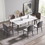 63"Modern artificial stone white straight edge metal leg dining table -6 people W1535S00077
