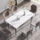 63"Modern artificial stone white straight edge metal leg dining table -6 people W1535S00077