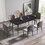70.87"Modern artificial stone black curved metal leg dining table-can accommodate 6-8 people W1535S00095