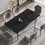 70.87" modern artificial stone black straight edge metal leg dining table-can accommodate 6-8 people W1535S00131