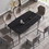63"Modern artificial stone black curved metal leg dining table -6 people W1535S00158