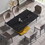 63-inch modern artificial stone black straight edge golden metal X-leg dining table -6 people W1535S00189