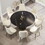 59.05"modern artificial stone round black metal iron base dining table-can accommodate 8 people.(Not including chairs) W1535S00260