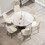 53.15"modern artificial stone round white panel metal iron base dining table-can accommodate 6 people.(Not including chairs) W1535S00261