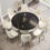 59.05 "black artificial stone round beige plywood PU base dining table-can accommodate 8 people. (Not including chairs. ) W1535S00265